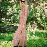 Chloe Caftan Cotton - Rust Petit Paisley
