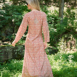 Chloe Caftan Cotton - Rust Petit Paisley