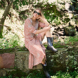 Chloe Caftan Cotton - Rust Petit Paisley