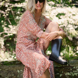 Chloe Caftan Cotton - Rust Petit Paisley