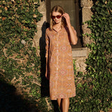 Gemma Dress - Rust Trellis Bandana