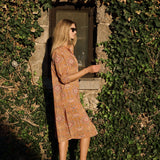 Gemma Dress - Rust Trellis Bandana