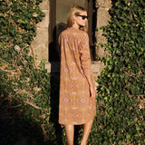 Gemma Dress - Rust Trellis Bandana