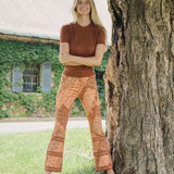 Bell Pant Twill - Mocha Zigzag