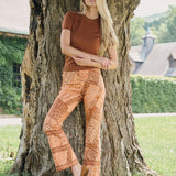 Bell Pant Twill - Mocha Zigzag
