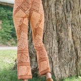 Bell Pant Twill - Mocha Zigzag