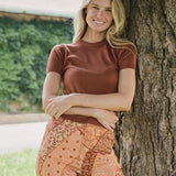 Bell Pant Twill - Mocha Zigzag