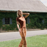 Bell Pant Twill - Mocha Zigzag
