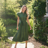 Betty Dress Linen - Fern