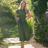 Betty Dress Linen - Fern