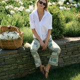 Bell Pant Twill - Moss Batik Tile