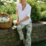 Bell Pant Twill - Moss Batik Tile