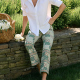 Bell Pant Twill - Moss Batik Tile