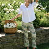 Bell Pant Twill - Moss Batik Tile