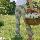 Bell Pant Twill - Moss Batik Tile