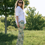 Bell Pant Twill - Moss Batik Tile