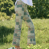Bell Pant Twill - Moss Batik Tile