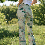 Bell Pant Twill - Moss Batik Tile