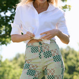 Bell Pant Twill - Moss Batik Tile