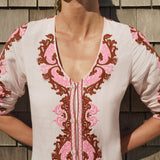 Chloe Caftan Embroidered - Ballet with Mocha