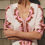 Chloe Caftan Embroidered - Ballet with Mocha