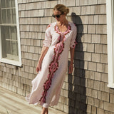 Chloe Caftan Embroidered - Ballet with Mocha