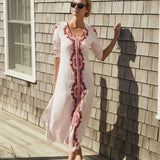 Chloe Caftan Embroidered - Ballet with Mocha