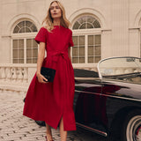 Kate Dress Dupioni - Cranberry