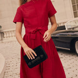 Kate Dress Dupioni - Cranberry