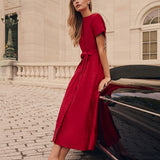 Kate Dress Dupioni - Cranberry