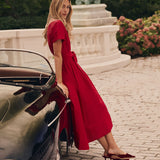 Kate Dress Dupioni - Cranberry