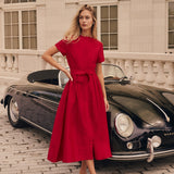 Kate Dress Dupioni - Cranberry