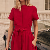 Kate Dress Dupioni - Cranberry