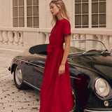 Kate Dress Dupioni - Cranberry