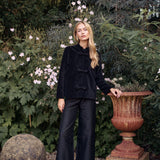 Mandarin Velvet Jacket - Noir