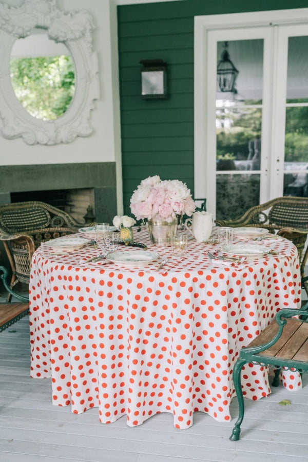 Cherry Red Derby Dots Tablecloth