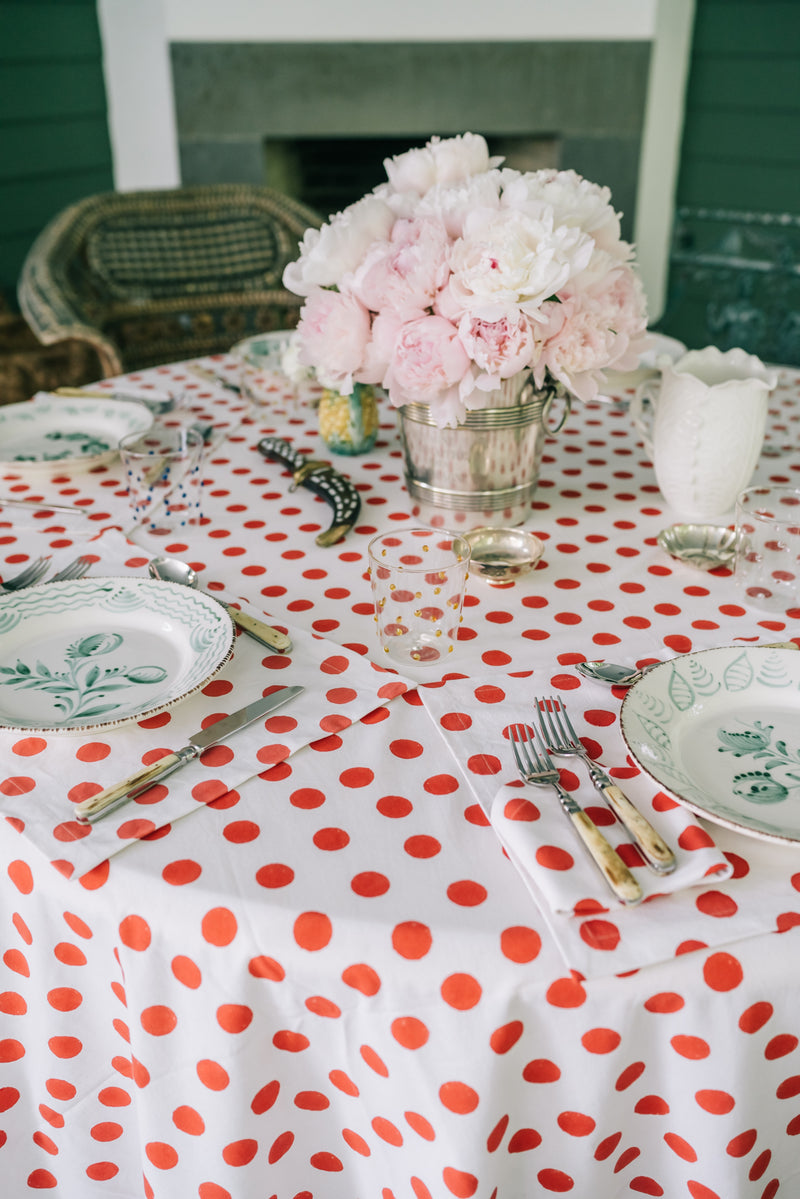 Cherry Red Derby Dots Tablecloth