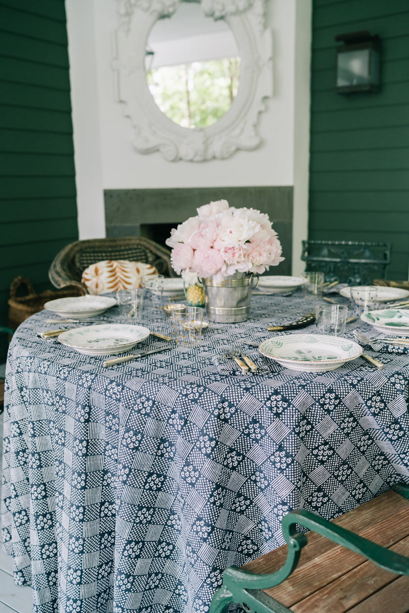 Stonington Blue Patchwork Tablecloth