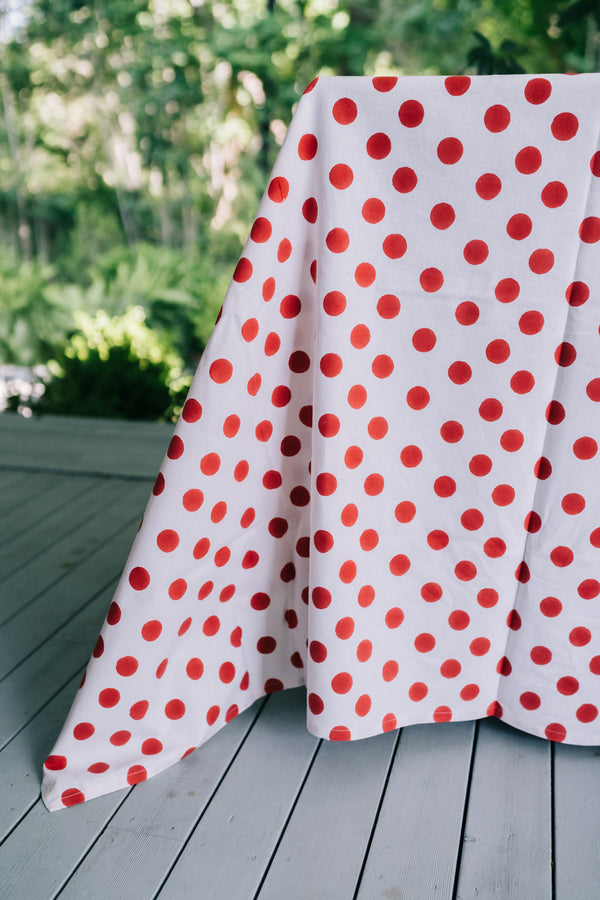 Cherry Red Derby Dots Tablecloth