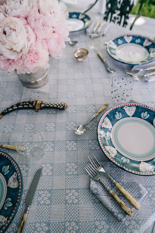 Nantucket Blue Patchwork Tablecloth