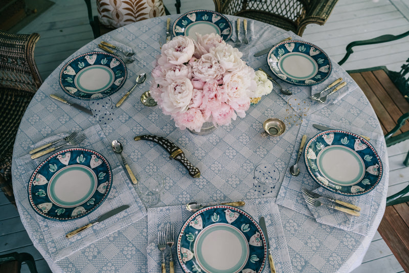 Nantucket Blue Patchwork Tablecloth