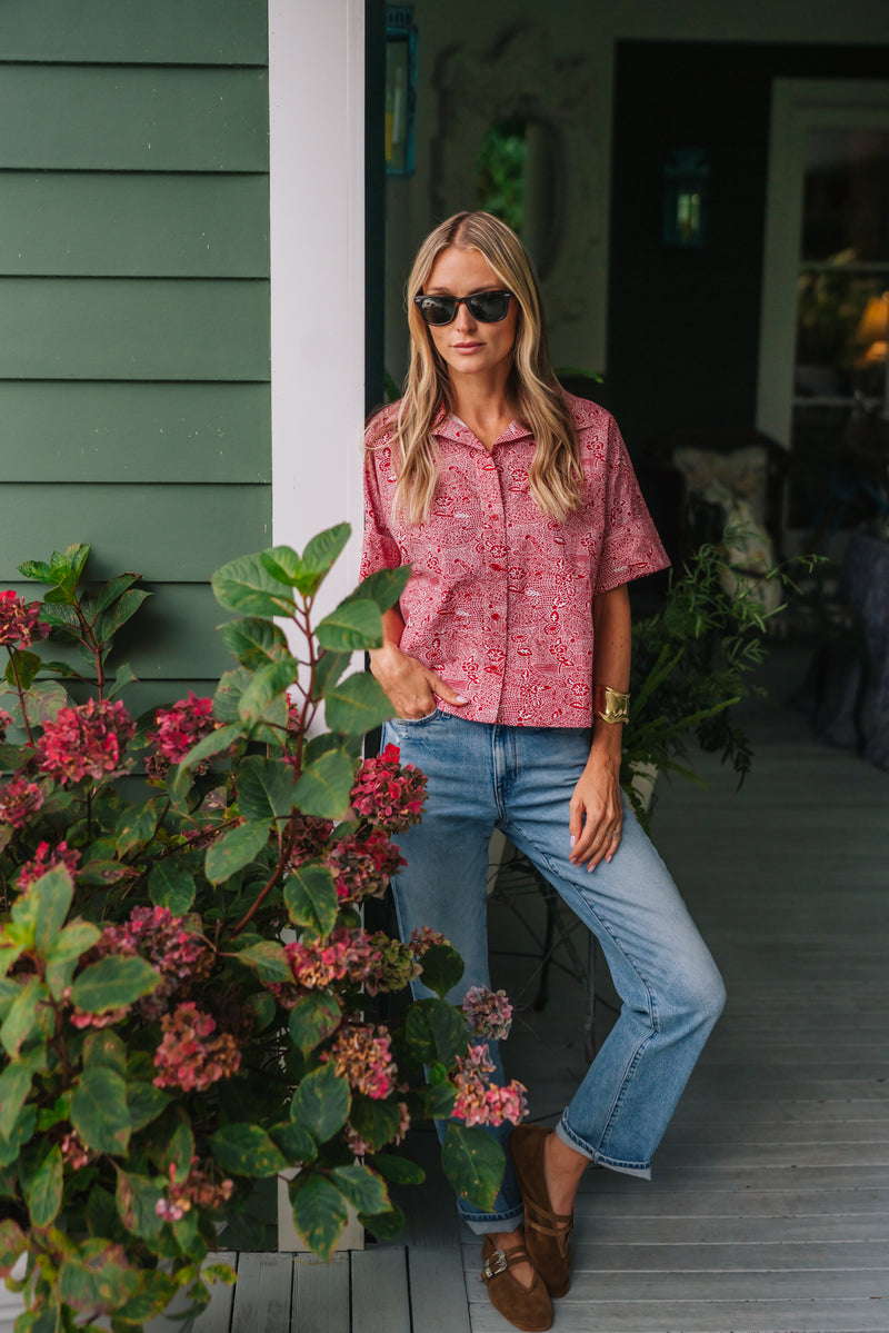 The Antibes Shirt - Garnet Red Marbella