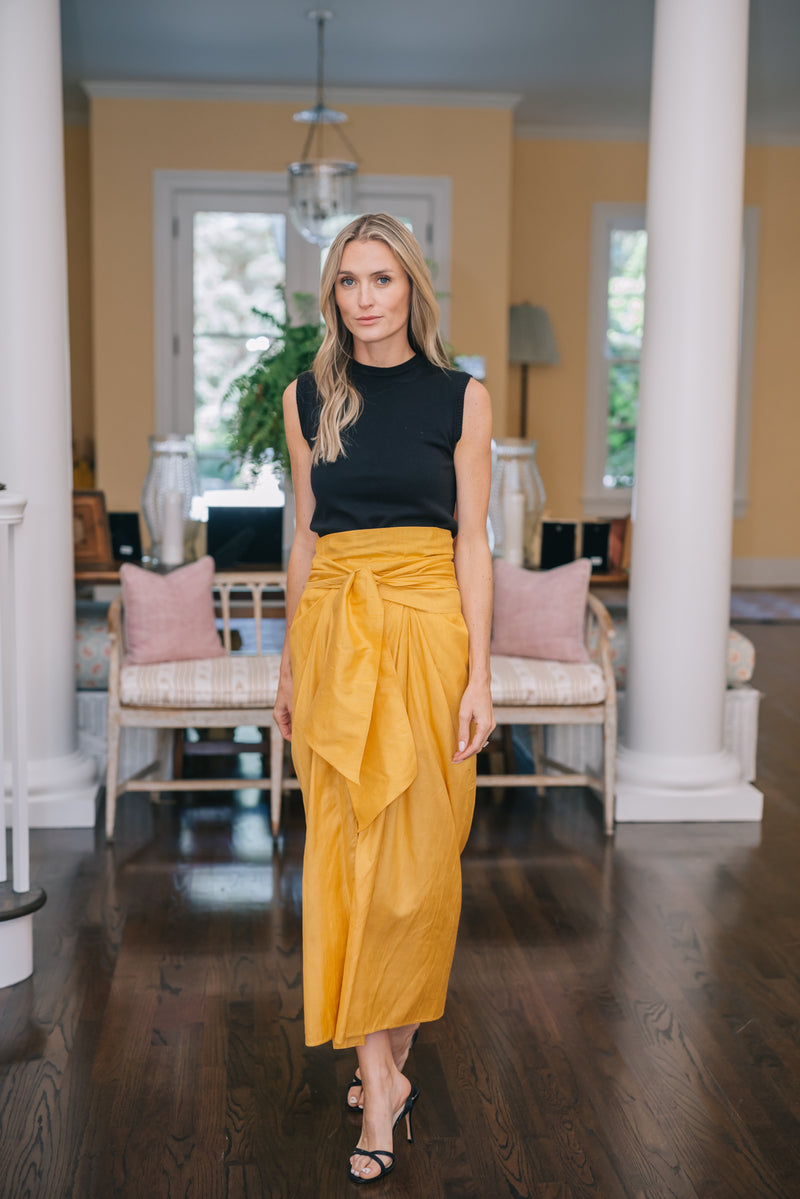 Cartagena Wrap Skirt - Saffron Dupioni