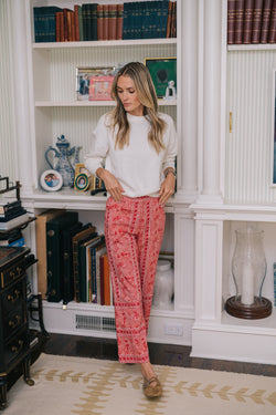 Babe Pant - Garnet Red Marbella