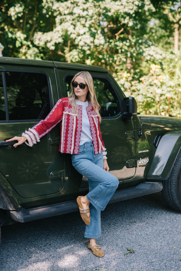 Fringe Jacket - Cranberry