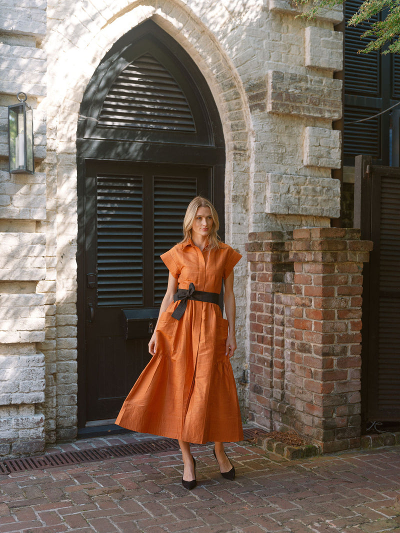 Betty Dress Dupioni - Copper