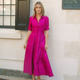 The JA Shirt Dress Dupioni - Magenta