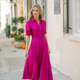 The JA Shirt Dress Dupioni - Magenta