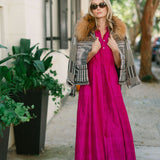 The JA Shirt Dress Dupioni - Magenta