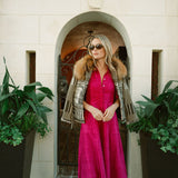 The JA Shirt Dress Dupioni - Magenta